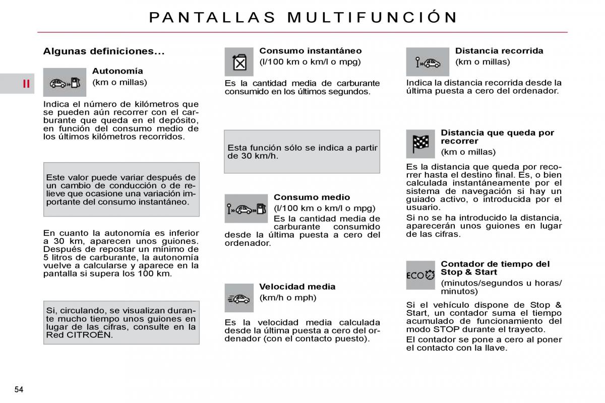 Citroen C4 Picasso I 1 owners manual manual del propietario / page 52