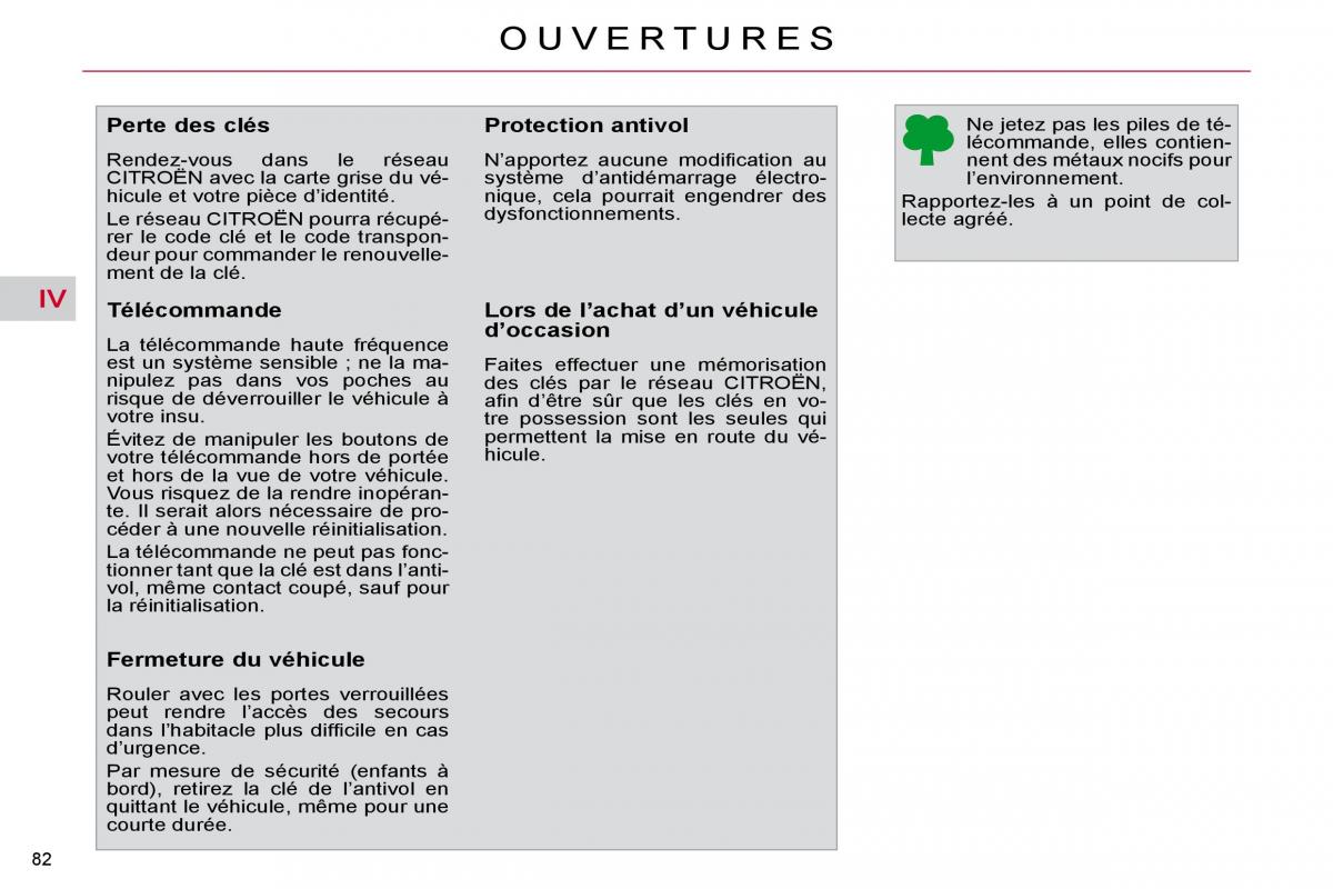 Citroen C4 Picasso I 1 owners manual manuel du proprietaire / page 73