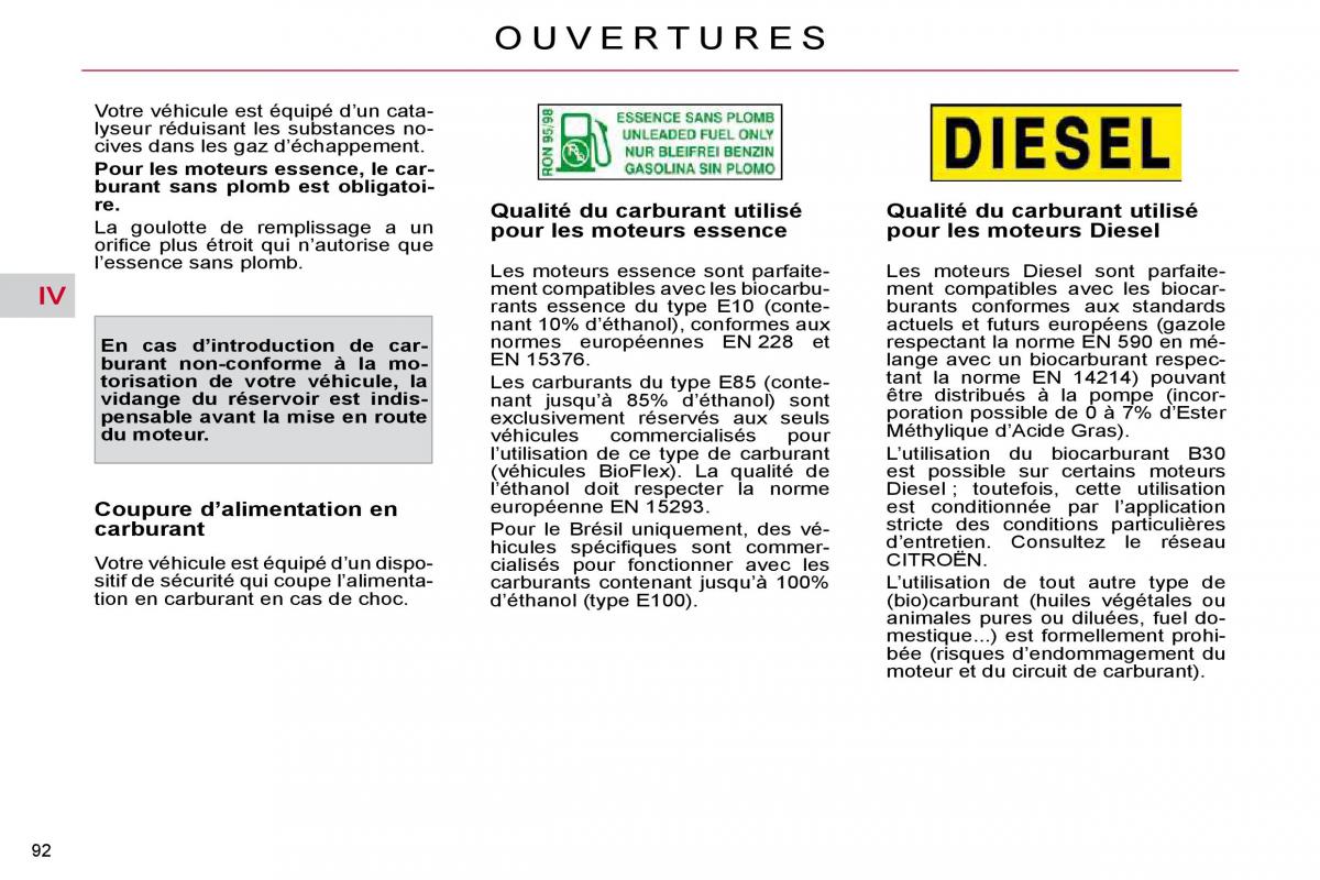 Citroen C4 Picasso I 1 owners manual manuel du proprietaire / page 88