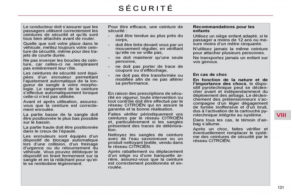 Citroen C4 Picasso I 1 owners manual manuel du proprietaire / page 135