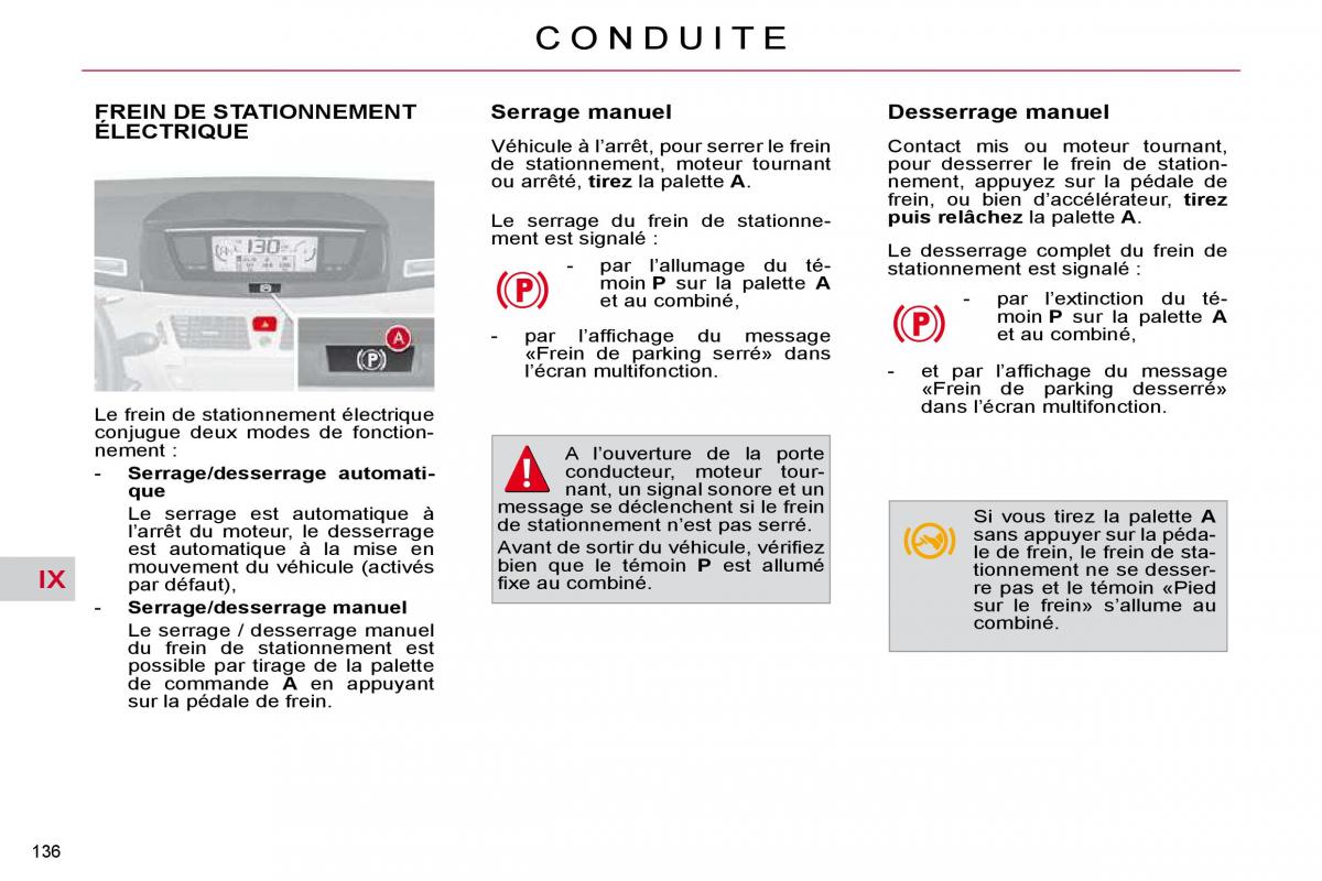 Citroen C4 Picasso I 1 owners manual manuel du proprietaire / page 141