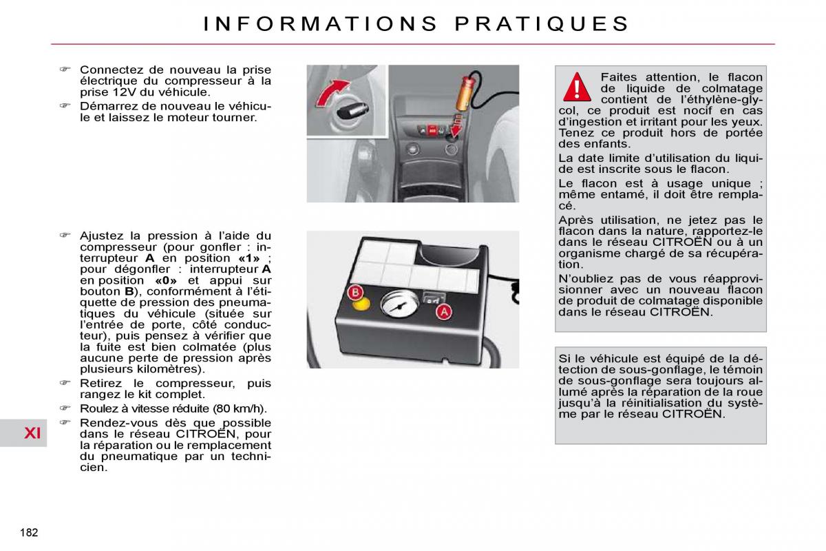 Citroen C4 Picasso I 1 owners manual manuel du proprietaire / page 186