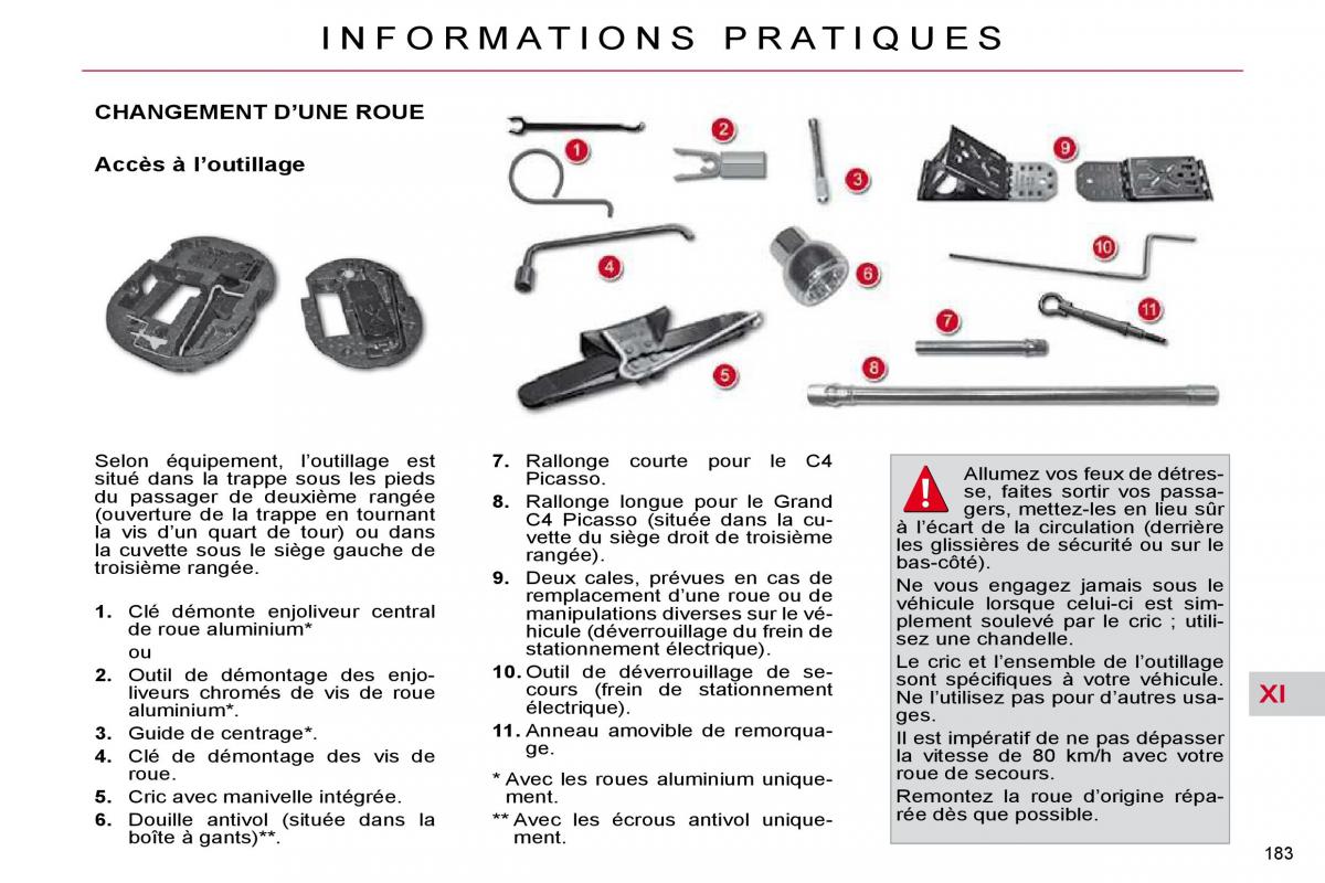 Citroen C4 Picasso I 1 owners manual manuel du proprietaire / page 187