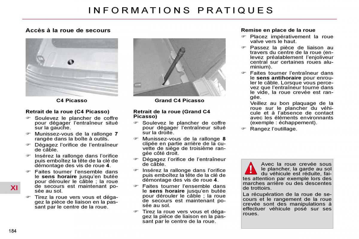 Citroen C4 Picasso I 1 owners manual manuel du proprietaire / page 188