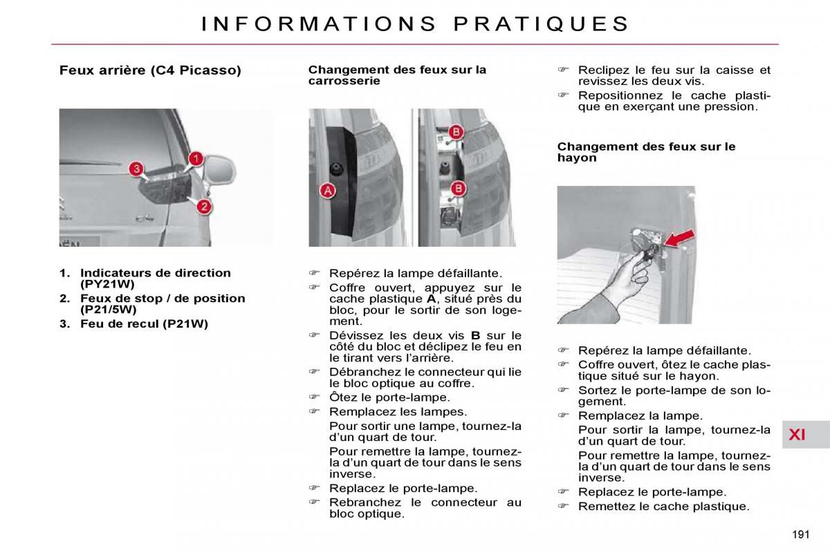 Citroen C4 Picasso I 1 owners manual manuel du proprietaire / page 196