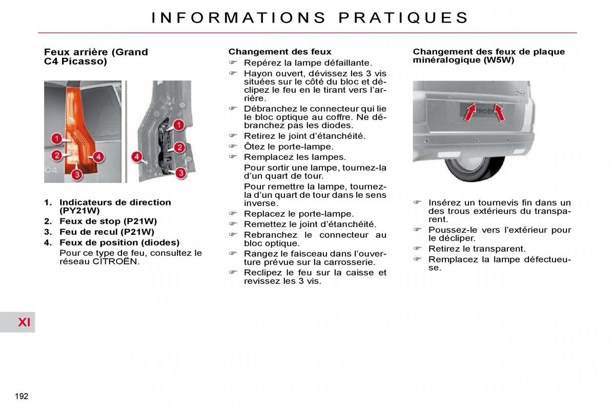 Citroen C4 Picasso I 1 owners manual manuel du proprietaire / page 197