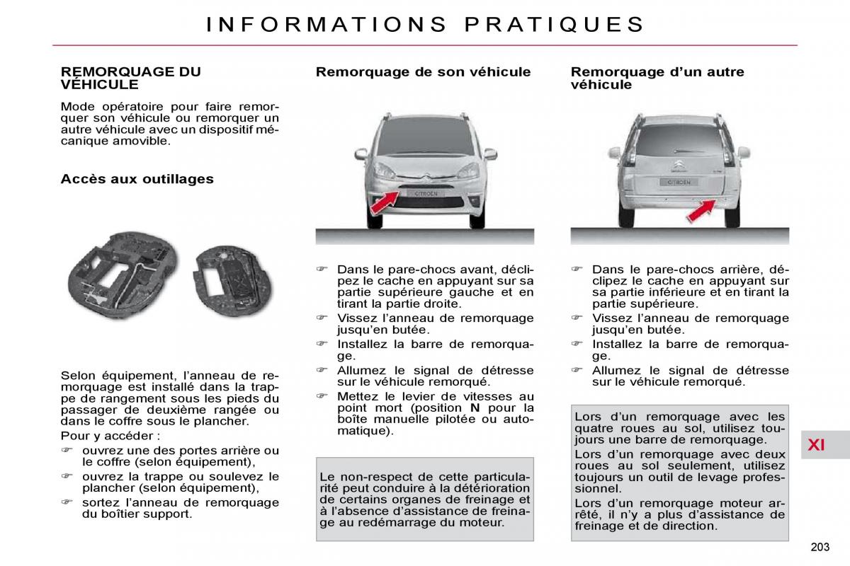 Citroen C4 Picasso I 1 owners manual manuel du proprietaire / page 209