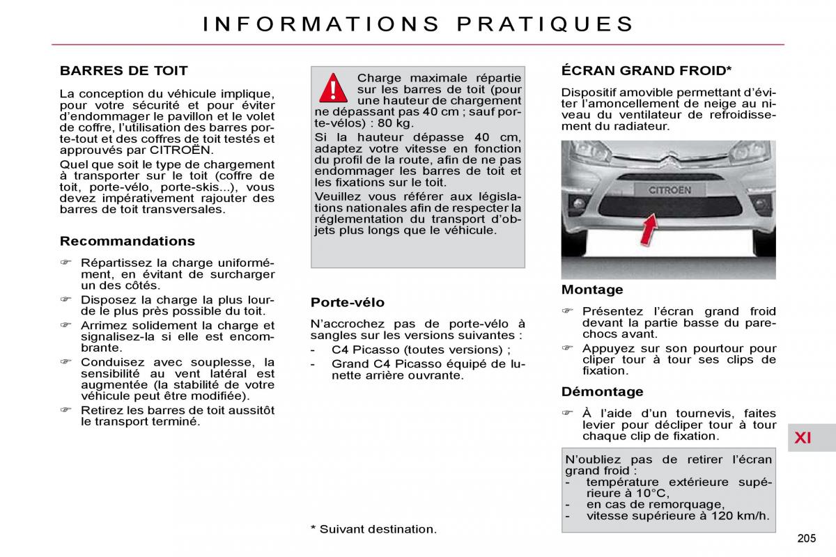 Citroen C4 Picasso I 1 owners manual manuel du proprietaire / page 210