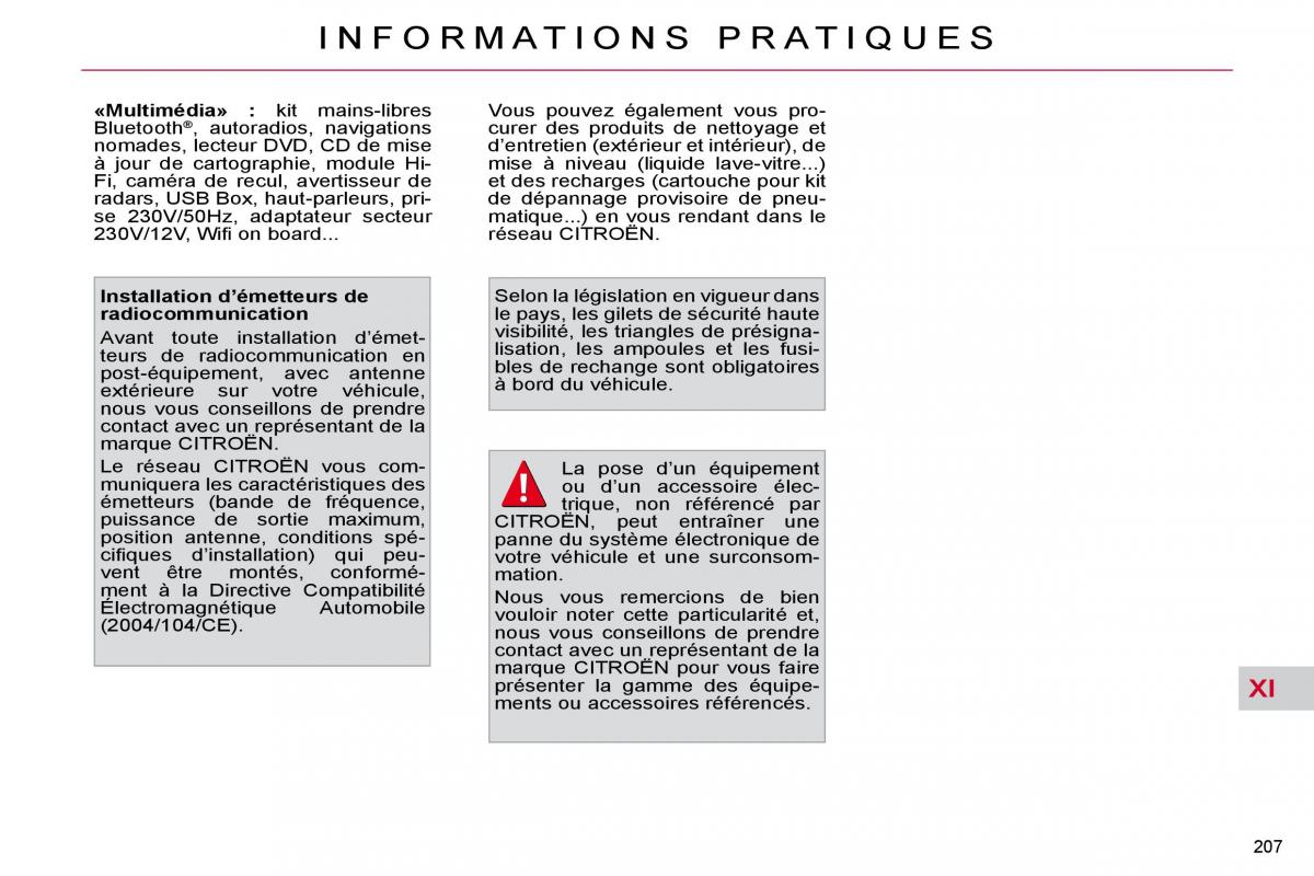 Citroen C4 Picasso I 1 owners manual manuel du proprietaire / page 212