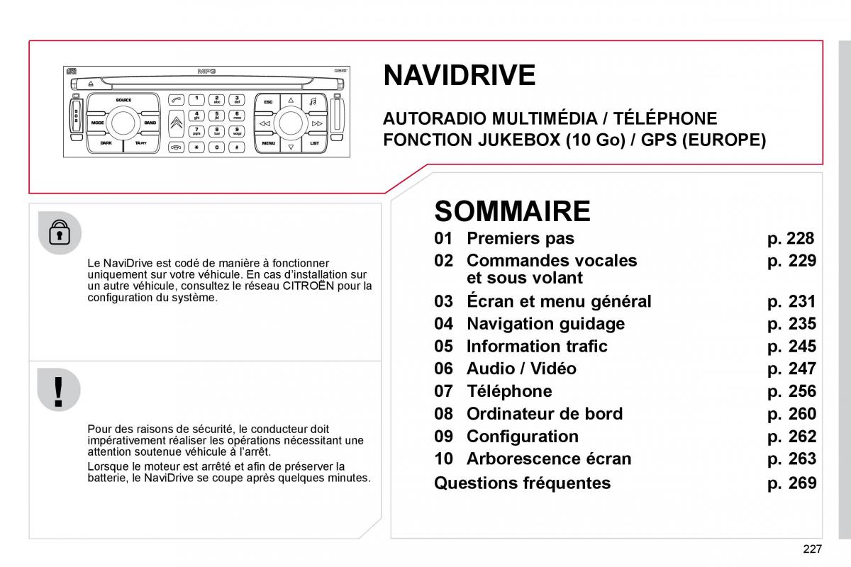 Citroen C4 Picasso I 1 owners manual manuel du proprietaire / page 226