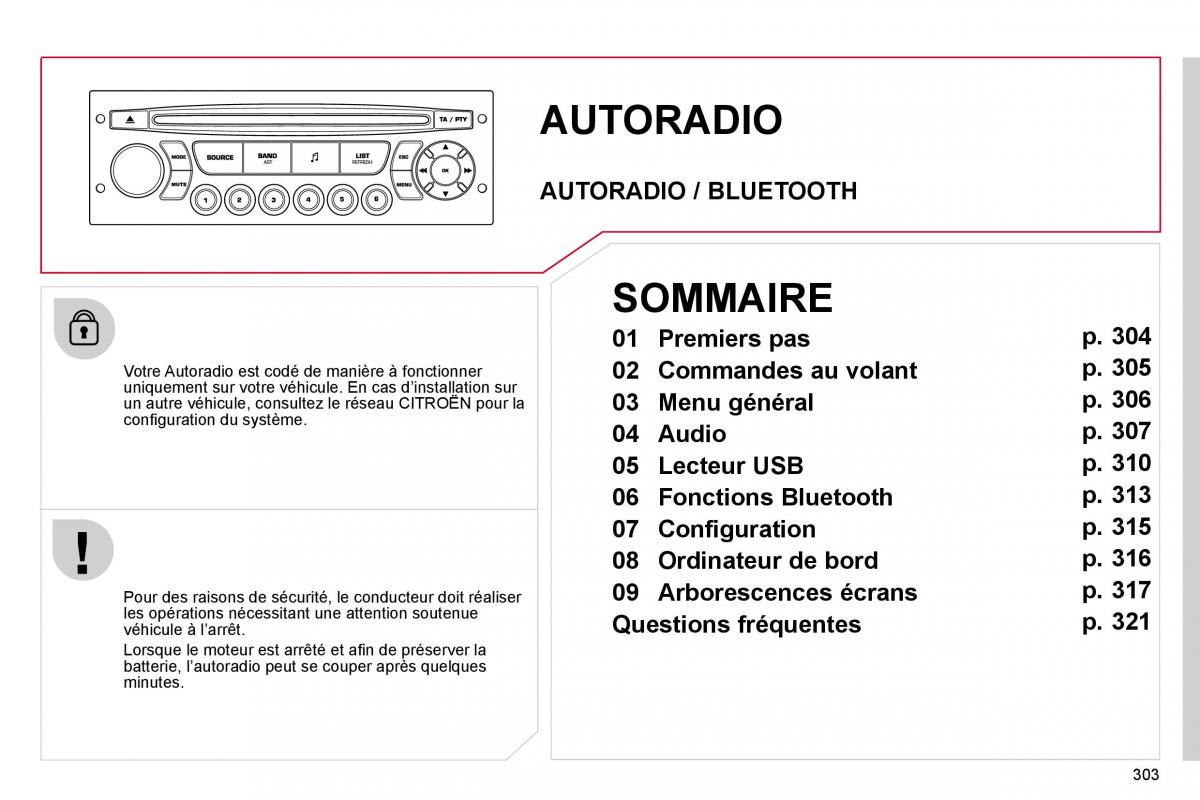 Citroen C4 Picasso I 1 owners manual manuel du proprietaire / page 301