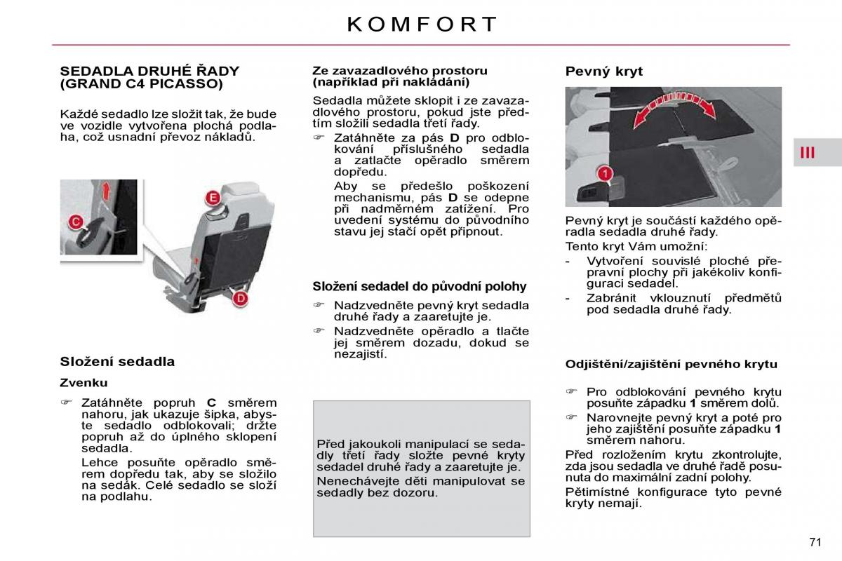 Citroen C4 Picasso I 1 owners manual navod k obsludze / page 72