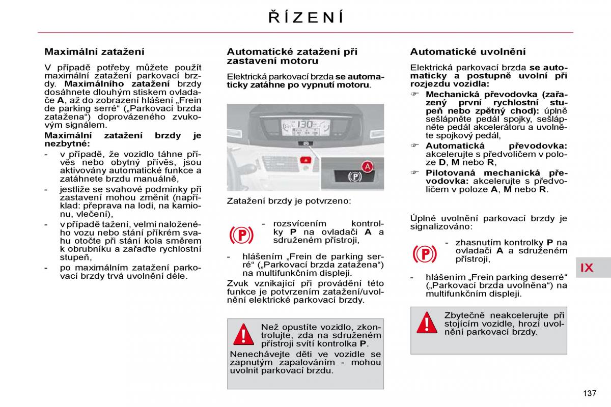 Citroen C4 Picasso I 1 owners manual navod k obsludze / page 163