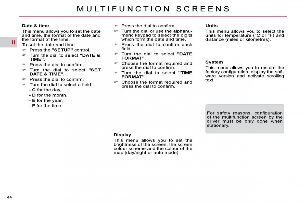 Citroen C5 II 2 owners manual / page 45