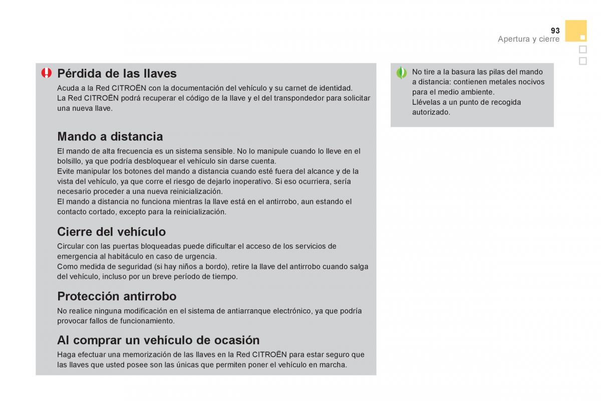 Citroen DS3 owners manual manual del propietario / page 95