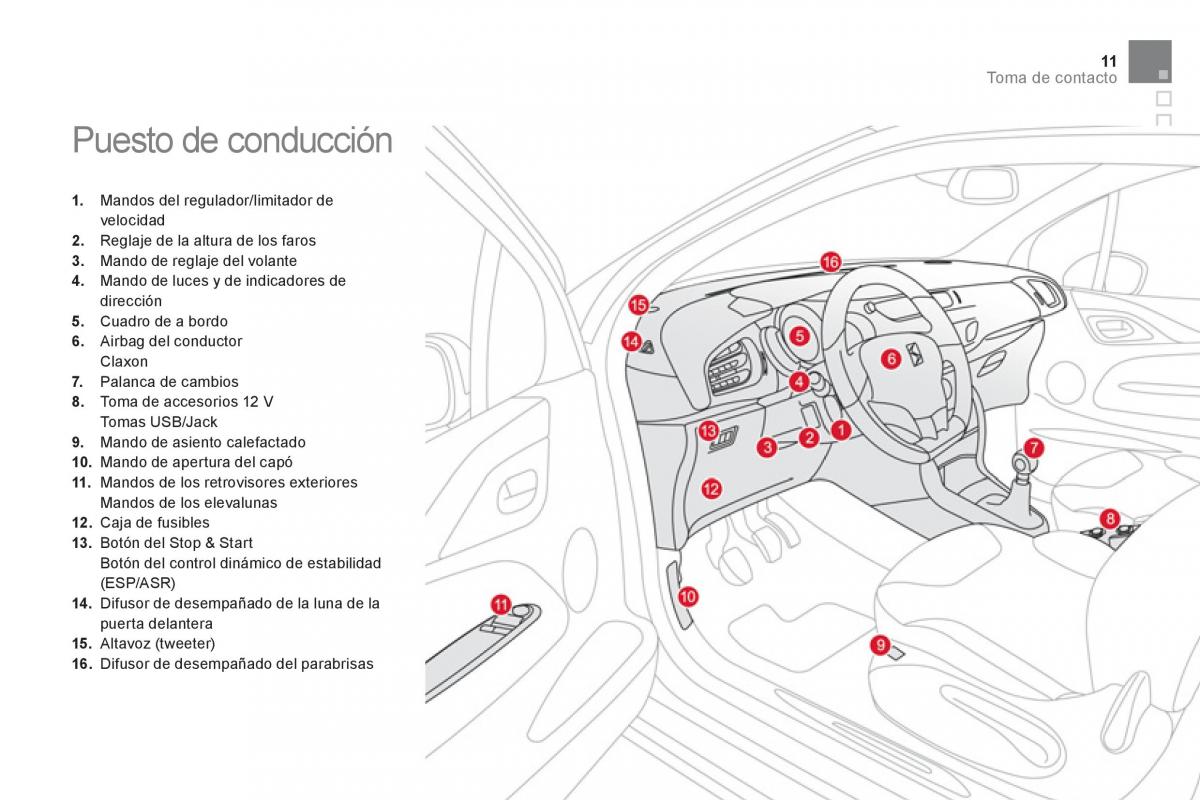 Citroen DS3 owners manual manual del propietario / page 13