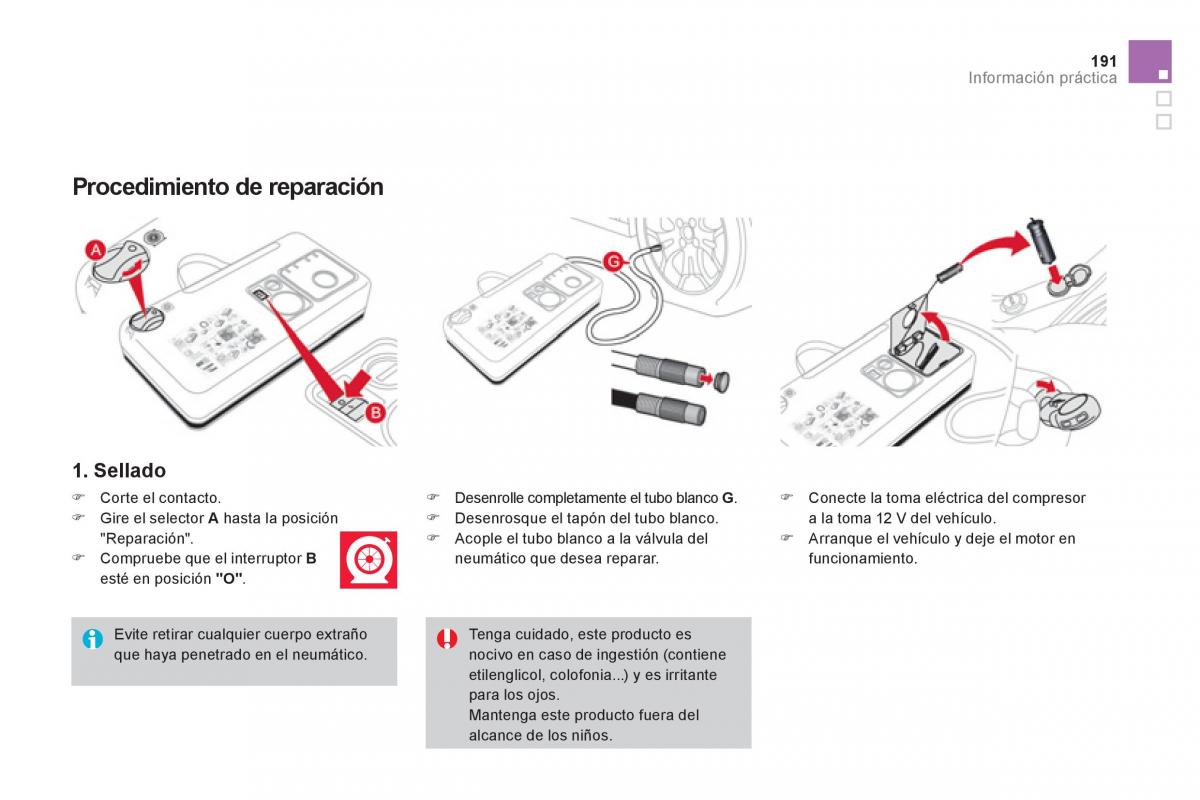 Citroen DS3 owners manual manual del propietario / page 193