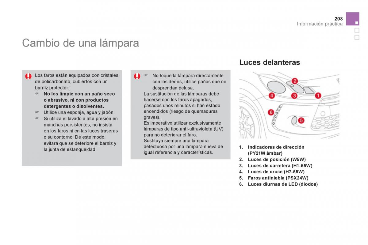 Citroen DS3 owners manual manual del propietario / page 205