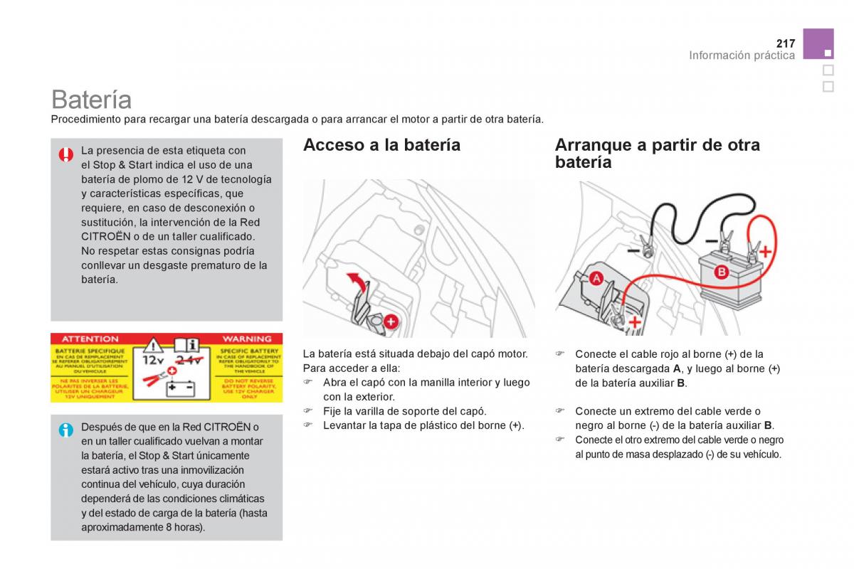 Citroen DS3 owners manual manual del propietario / page 219