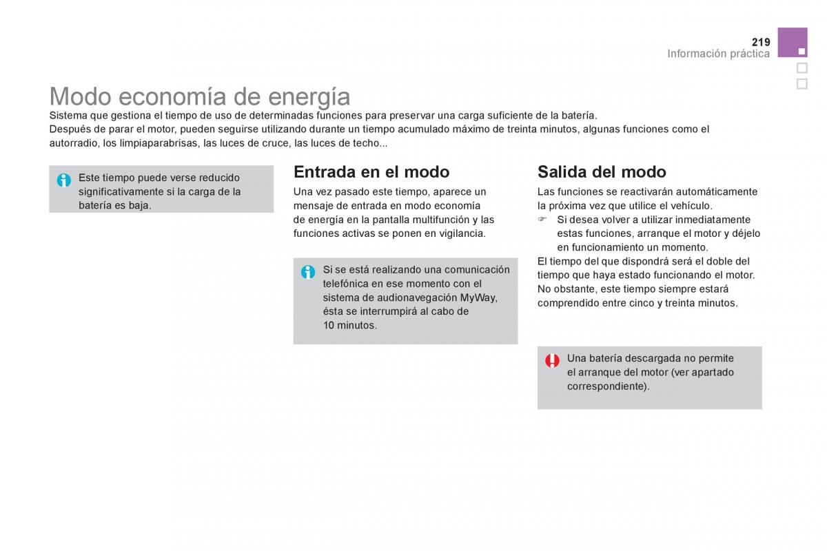 Citroen DS3 owners manual manual del propietario / page 221