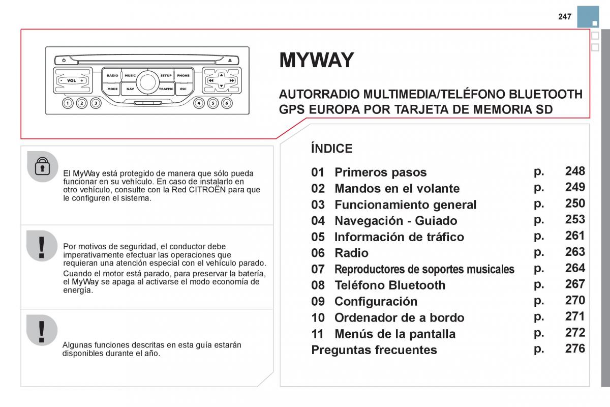 Citroen DS3 owners manual manual del propietario / page 249