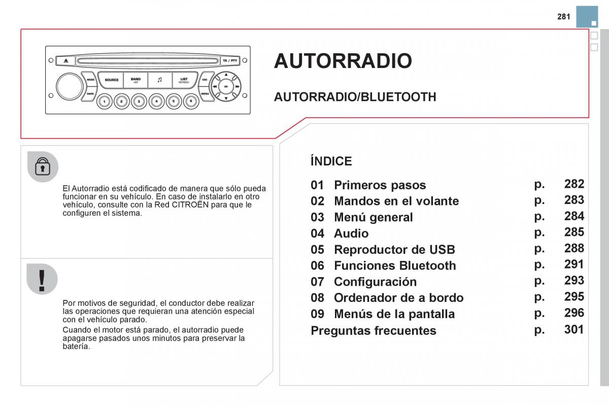 Citroen DS3 owners manual manual del propietario / page 283