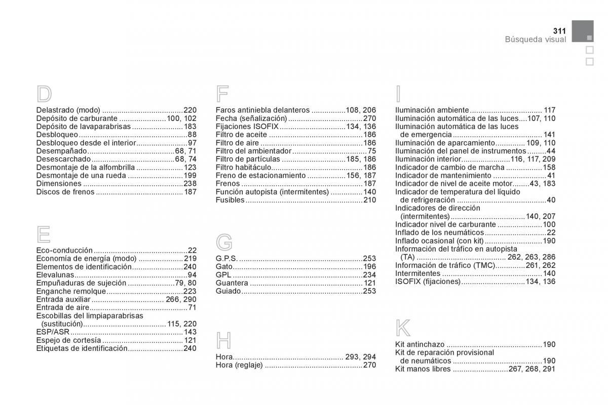 Citroen DS3 owners manual manual del propietario / page 313