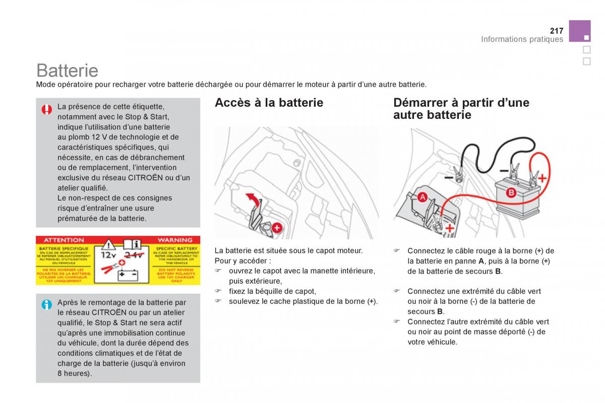 Citroen DS3 owners manual manuel du proprietaire / page 219