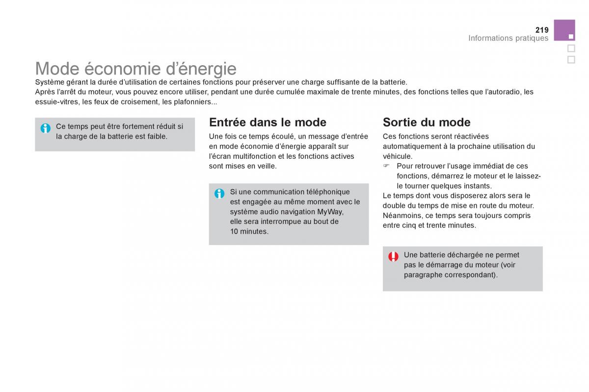 Citroen DS3 owners manual manuel du proprietaire / page 221