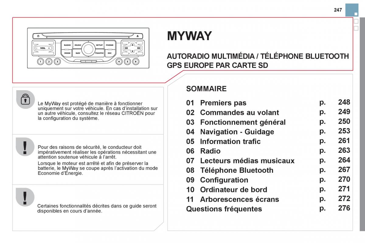 Citroen DS3 owners manual manuel du proprietaire / page 249