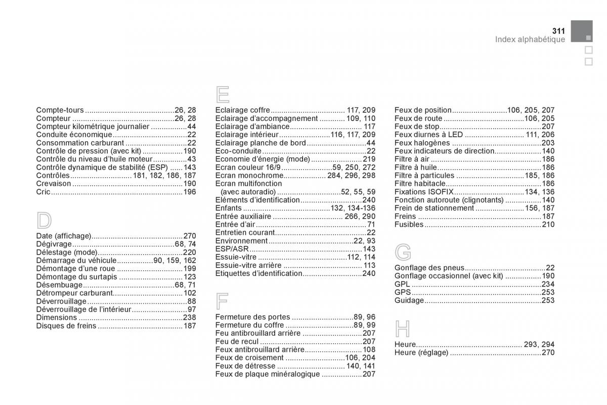 Citroen DS3 owners manual manuel du proprietaire / page 313