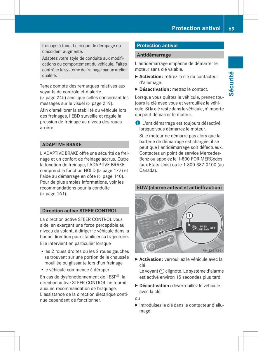 Mercedes Benz B Class W246 owners manual manuel du proprietaire / page 72