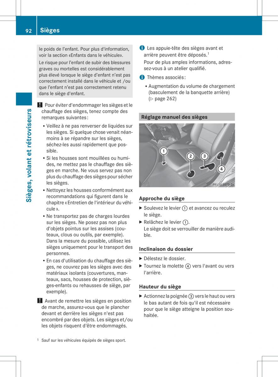 Mercedes Benz B Class W246 owners manual manuel du proprietaire / page 95