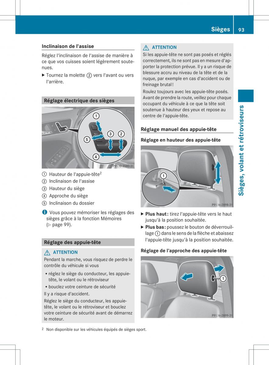 Mercedes Benz B Class W246 owners manual manuel du proprietaire / page 96