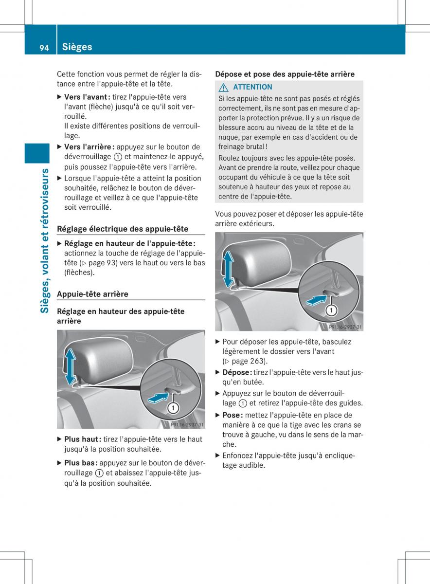 Mercedes Benz B Class W246 owners manual manuel du proprietaire / page 97