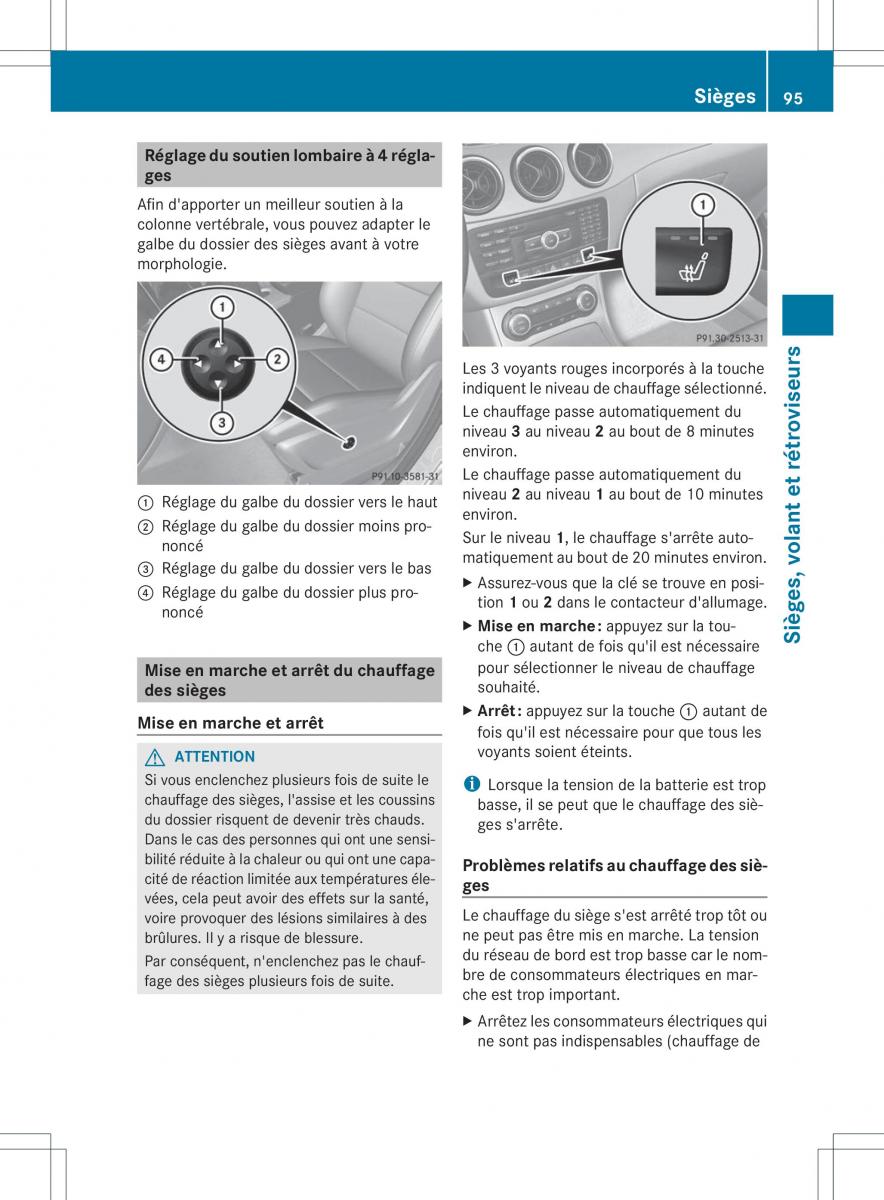 Mercedes Benz B Class W246 owners manual manuel du proprietaire / page 98