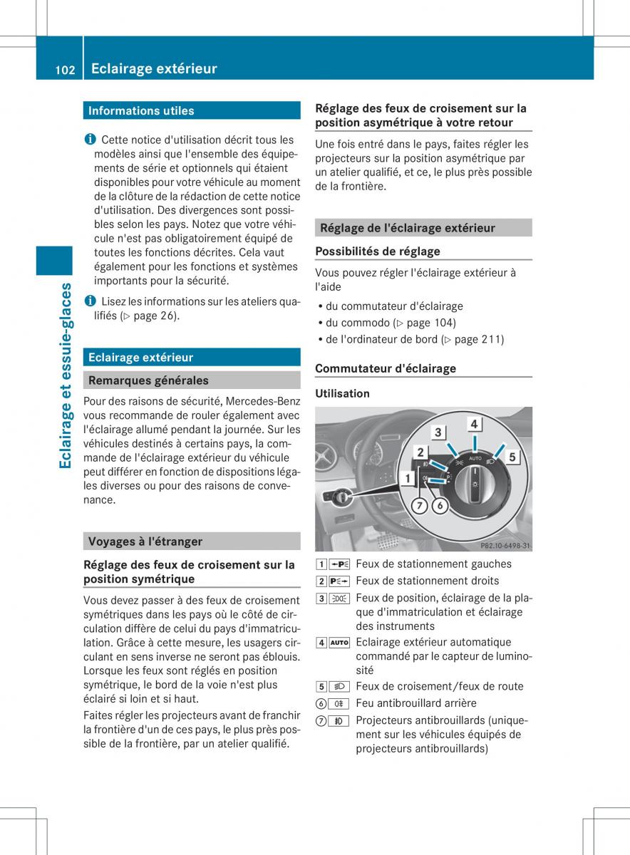 Mercedes Benz B Class W246 owners manual manuel du proprietaire / page 105