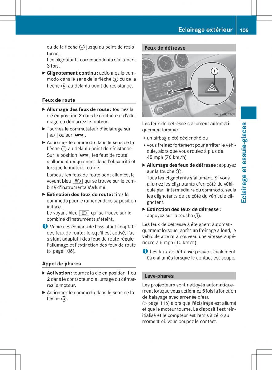 Mercedes Benz B Class W246 owners manual manuel du proprietaire / page 108