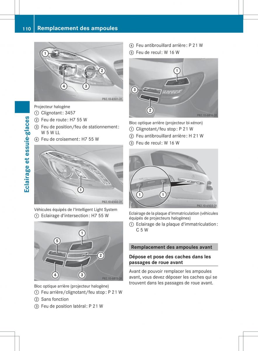 Mercedes Benz B Class W246 owners manual manuel du proprietaire / page 113