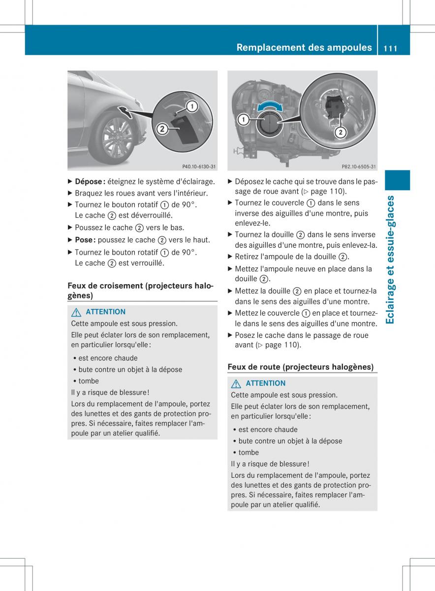 Mercedes Benz B Class W246 owners manual manuel du proprietaire / page 114