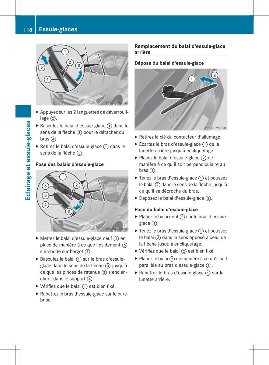 Mercedes Benz B Class W246 owners manual manuel du proprietaire / page 121