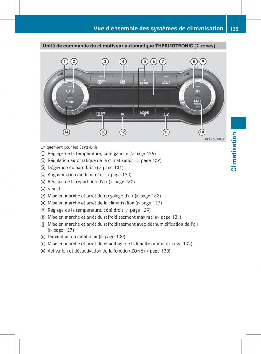 Mercedes Benz B Class W246 owners manual manuel du proprietaire / page 128