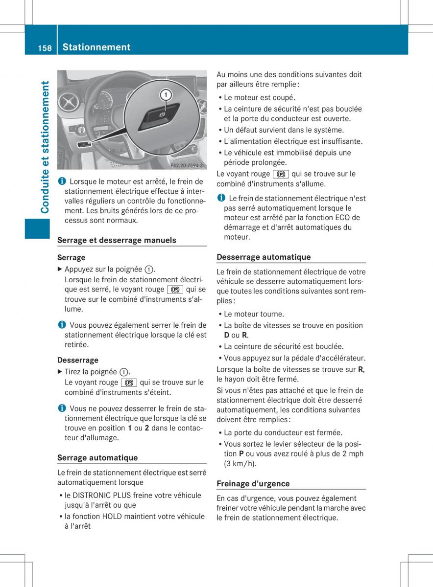 Mercedes Benz B Class W246 owners manual manuel du proprietaire / page 161