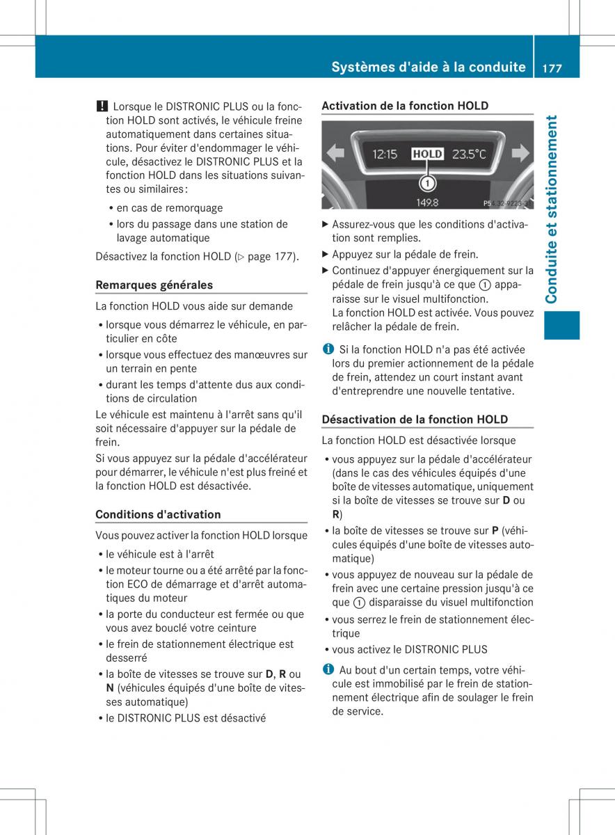 Mercedes Benz B Class W246 owners manual manuel du proprietaire / page 180