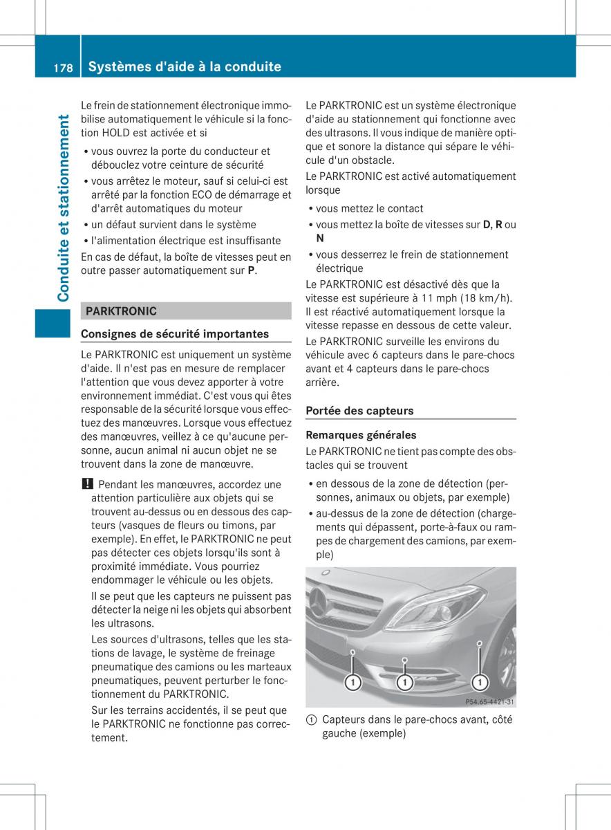 Mercedes Benz B Class W246 owners manual manuel du proprietaire / page 181