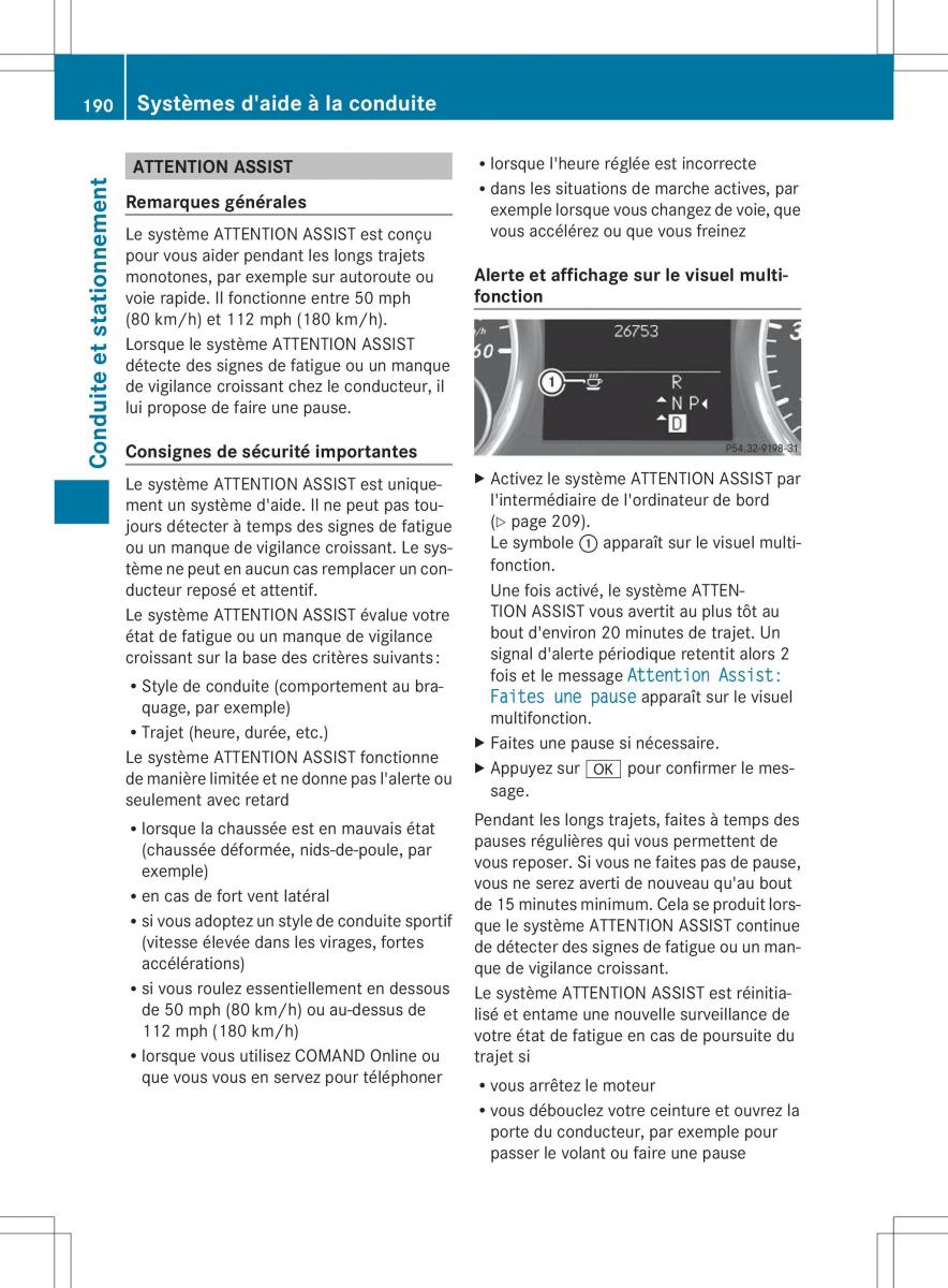 Mercedes Benz B Class W246 owners manual manuel du proprietaire / page 193