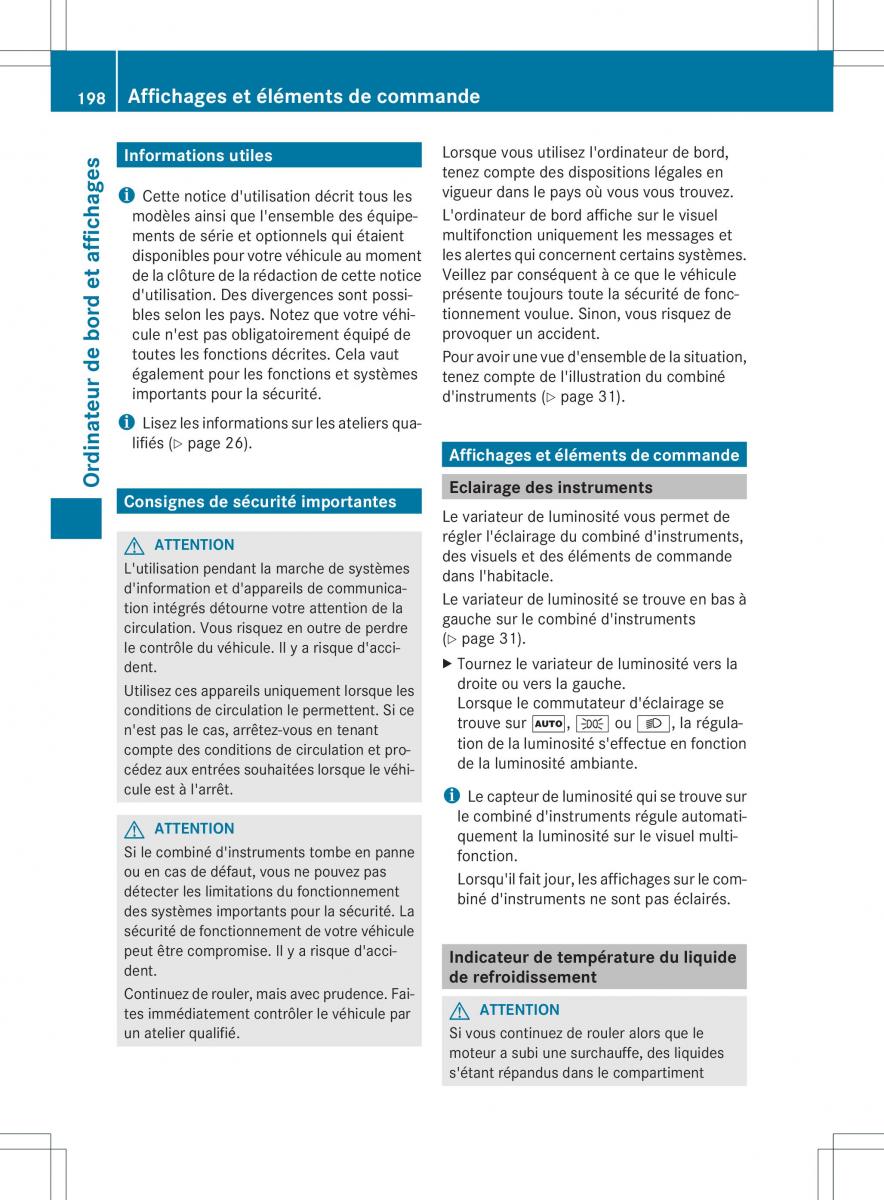 Mercedes Benz B Class W246 owners manual manuel du proprietaire / page 201