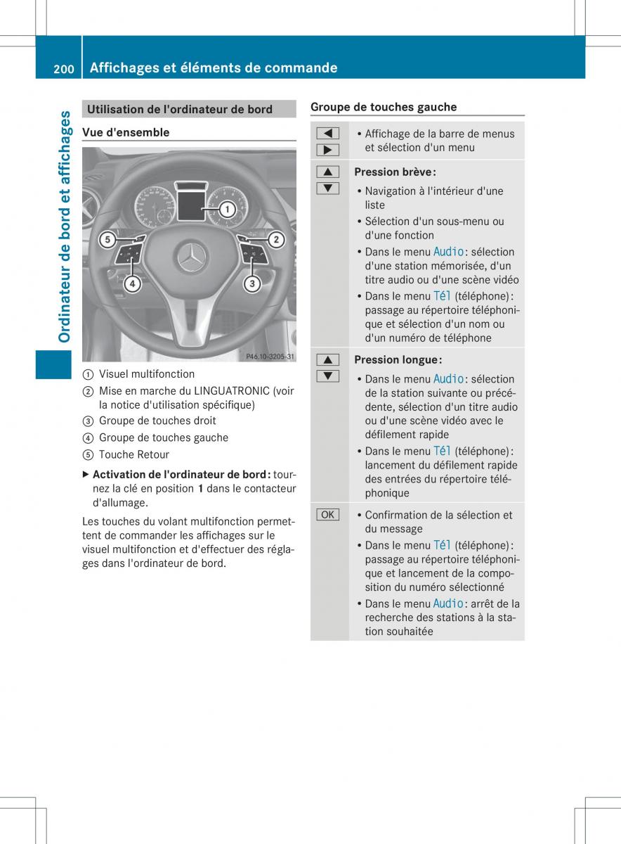 Mercedes Benz B Class W246 owners manual manuel du proprietaire / page 203