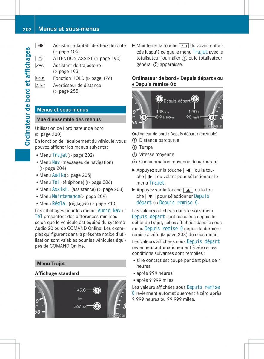 Mercedes Benz B Class W246 owners manual manuel du proprietaire / page 205