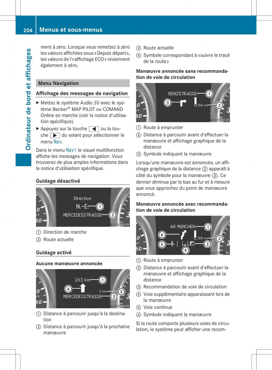 Mercedes Benz B Class W246 owners manual manuel du proprietaire / page 207